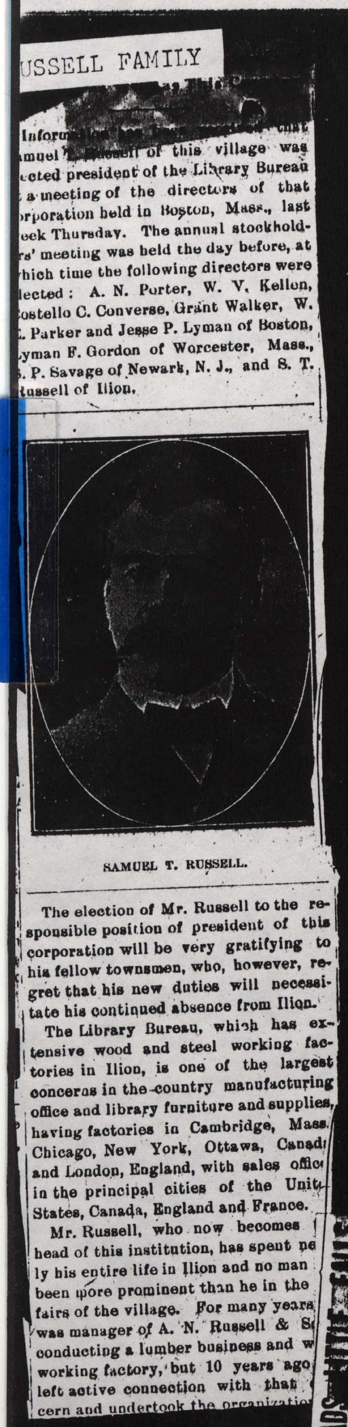 russell samuel t library bureau president 1903