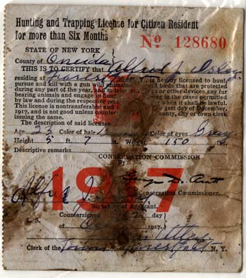 hunting trapping license isley alfred j 1917 001