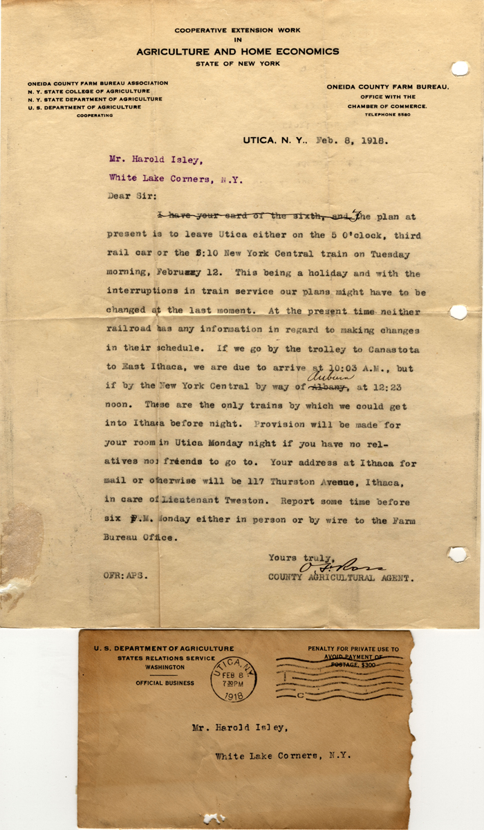 county agricultural agent letter isley harold feb 8 1918