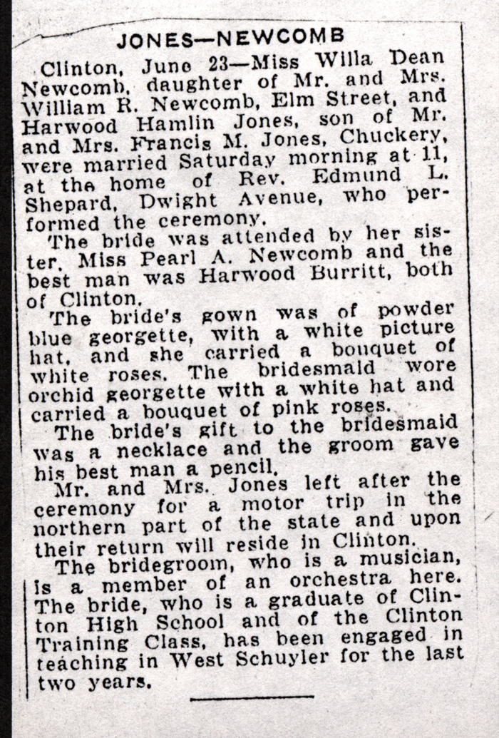 jones harwood newcomb willa married june 23 1921