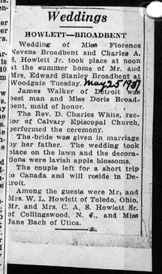 howlett charles a s jr broadbent florence nevens married may 25 1927