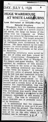 huge warehouse at white lake burns july 4 1928