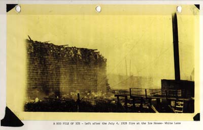 ice stock left after july 4 1928 fire at white lake