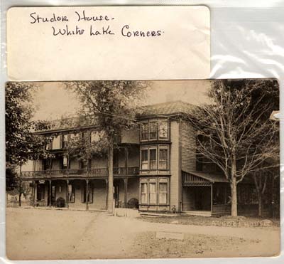 studor house white lake corners post card 1928