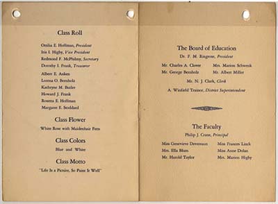 constableville highschool commencement excercises booklet june 1930 inside