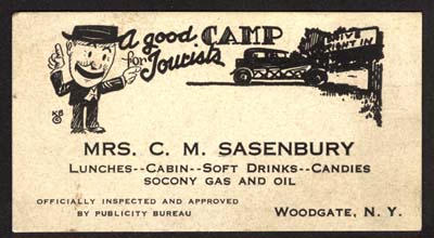 mrs c m sasenbury camp business card 1932
