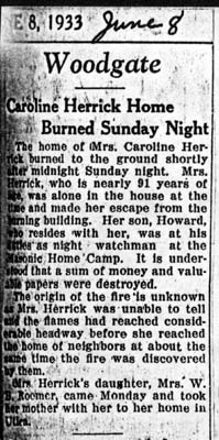 caroline herrick home burned sunday night june 8 1933