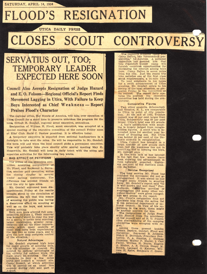 floods resignation closes scout controversy april 14 1934