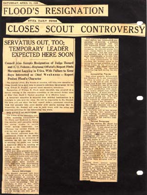 floods resignation closes scout controversy april 14 1934