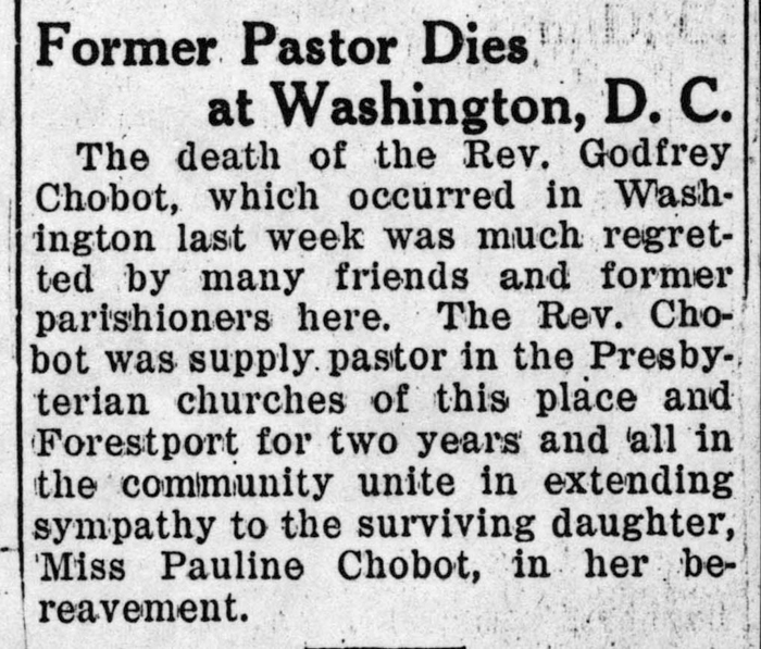 chobot godfrey reverend father obit september 12 1935