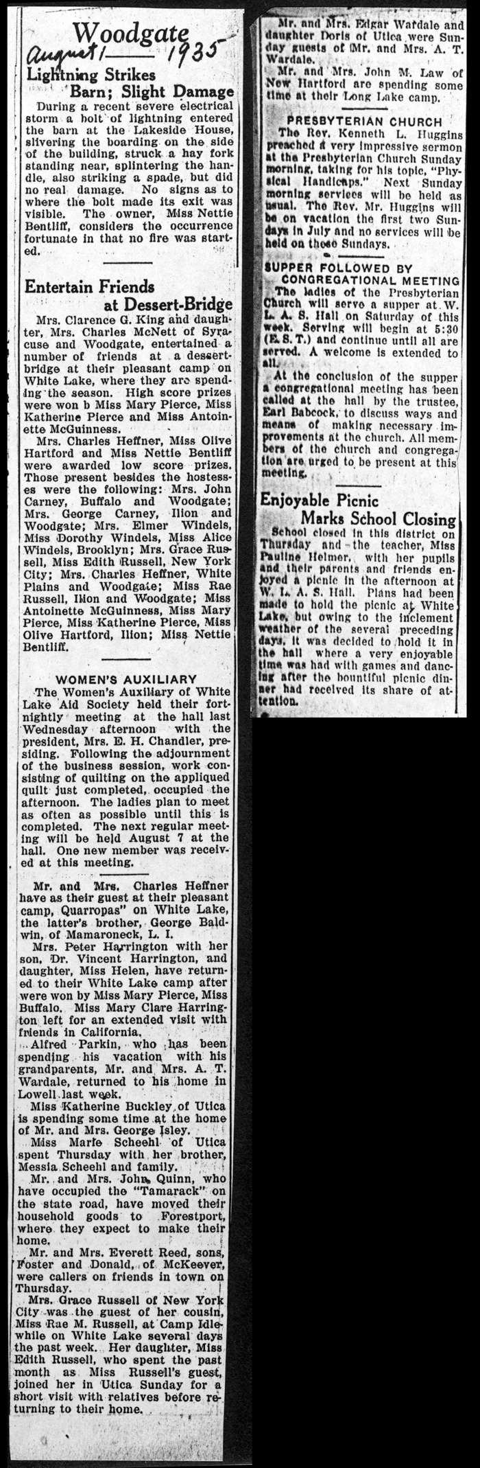 woodgate news august 1 1935