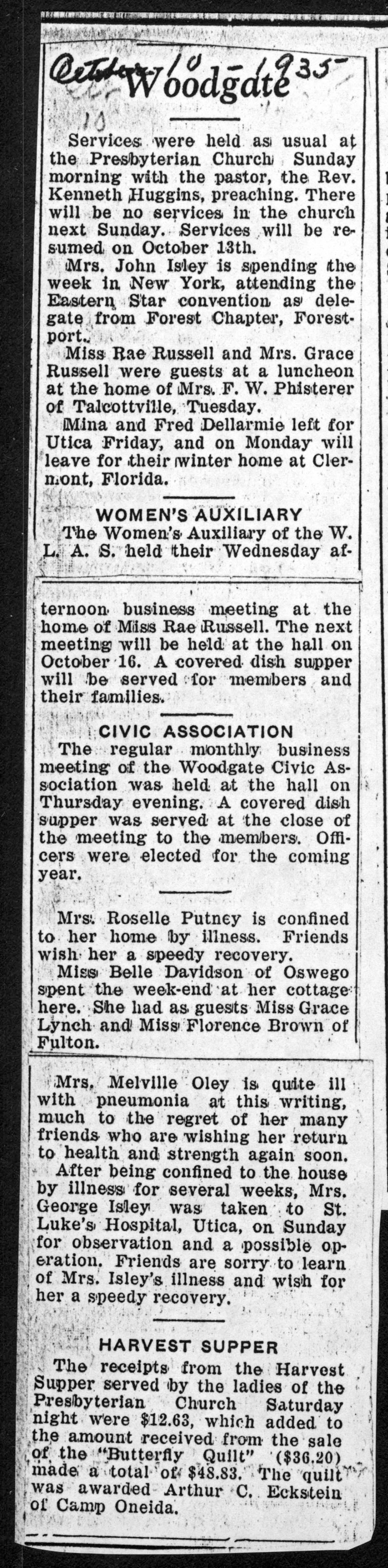 woodgate news october 10 1935