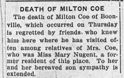 coe milton husband of nugent mary obit december 19 1935