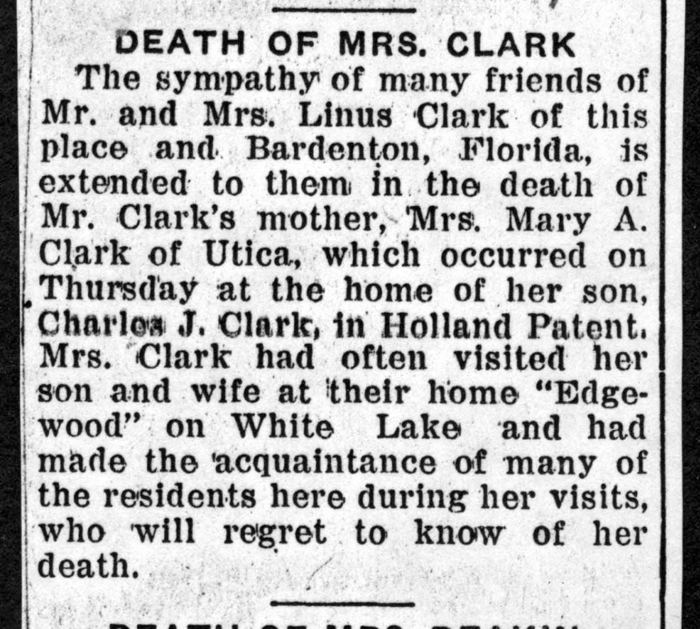 clark mary a mother of clark william linus obit january 16 1936