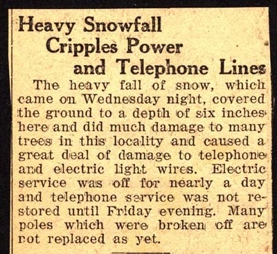 heavy snowfall cripples power and telephone lines november 12 1936