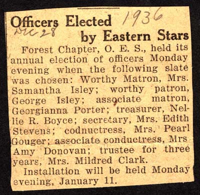 order of eastern star elects officers december 28 1936