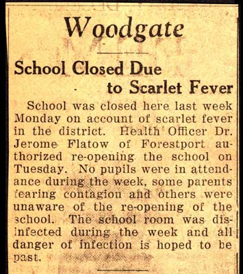 woodgate school closed due to scarlet fever december 1936