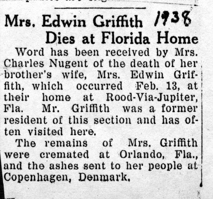 griffith mrs edwin obit february 13 1938