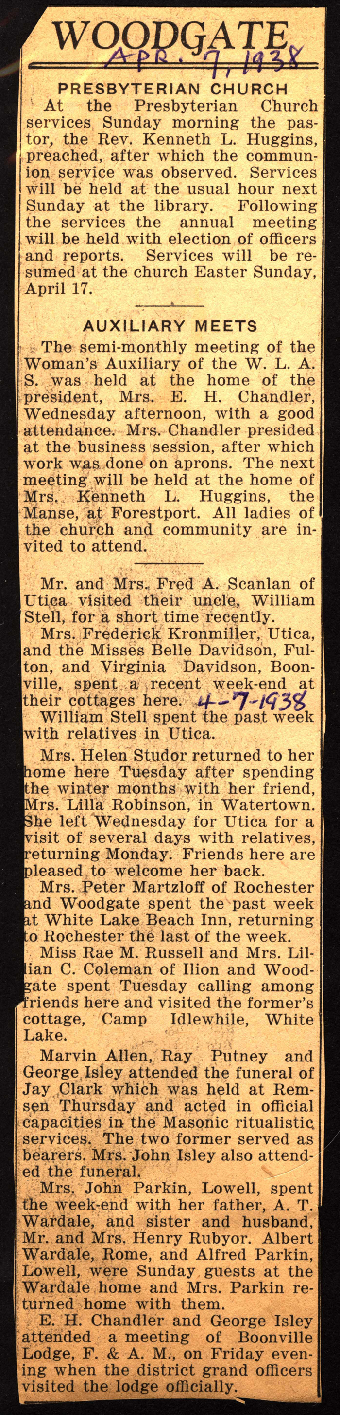 woodgate news april 7 1938