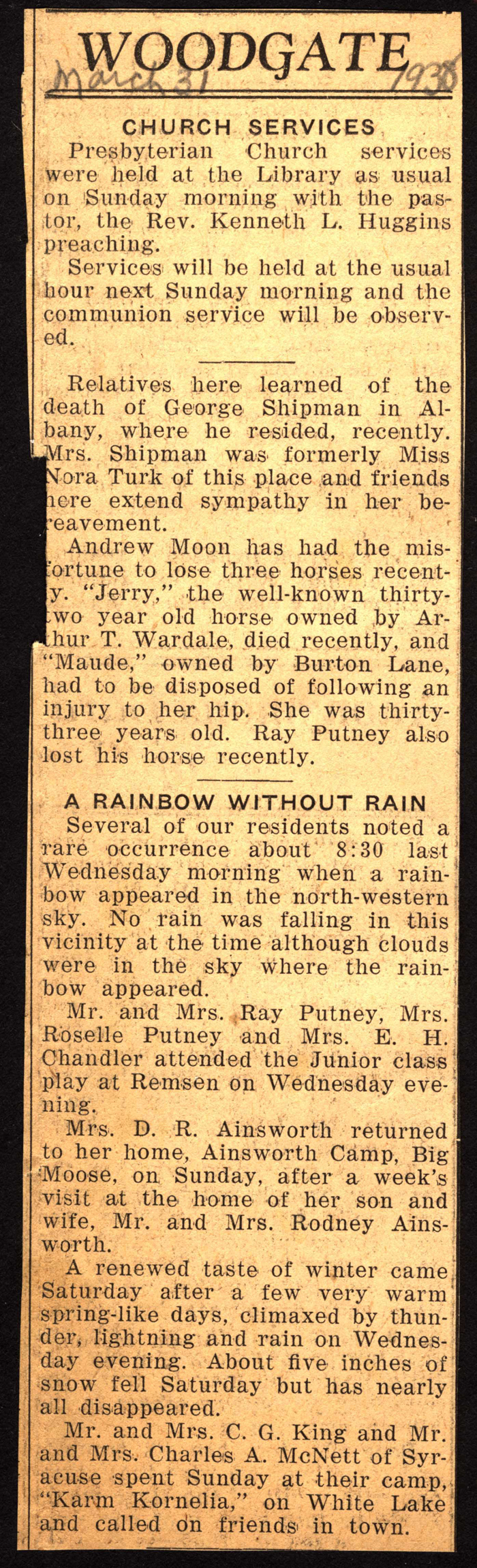 woodgate news march 31 1938