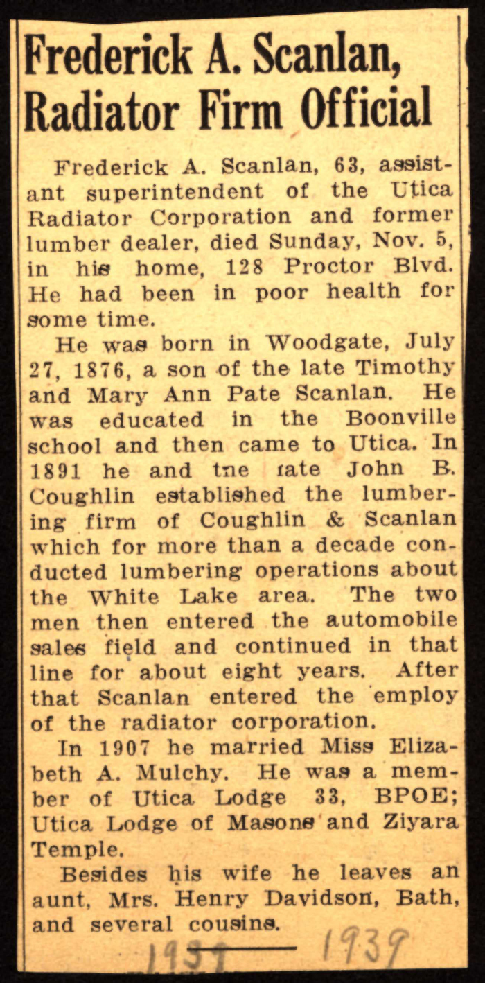 scanlan or scanlon frederick a husband of mulchy elizabeth a obit november 5 1939