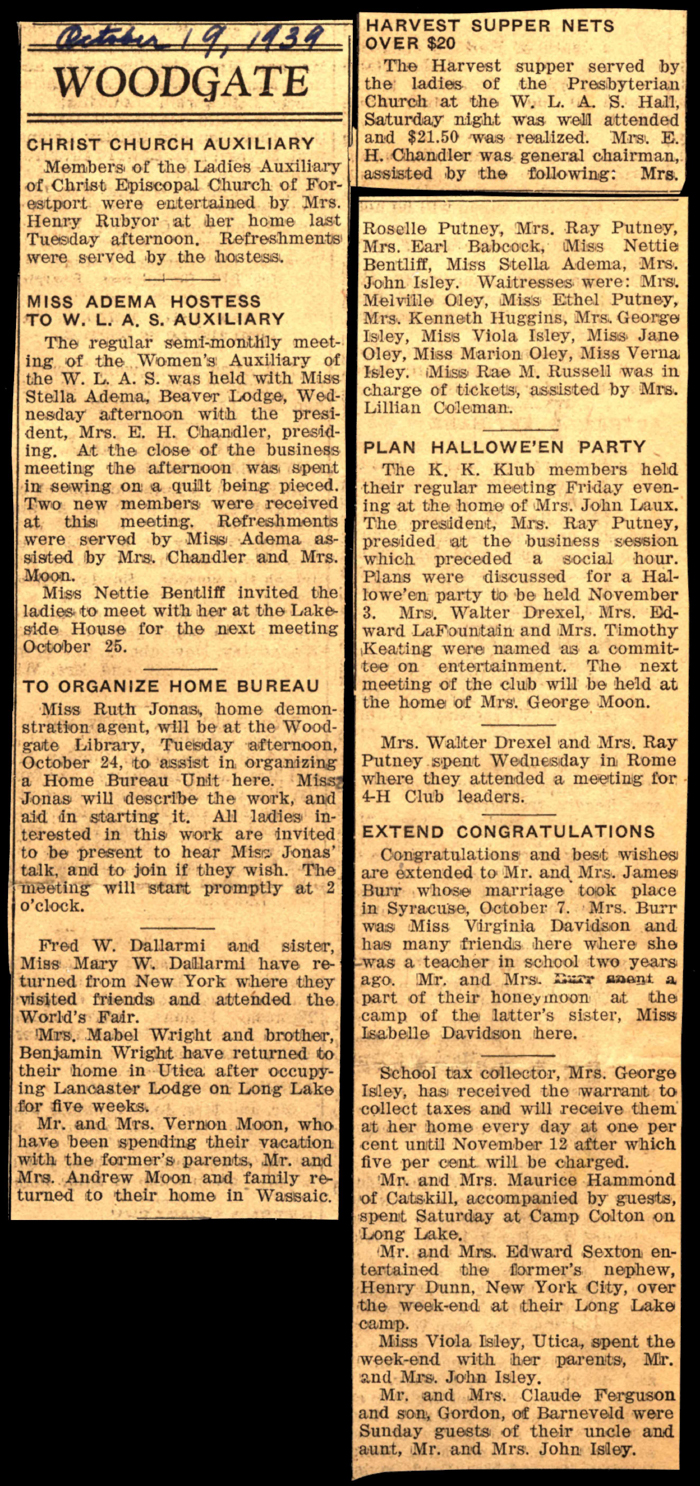 woodgate news october 19 1939