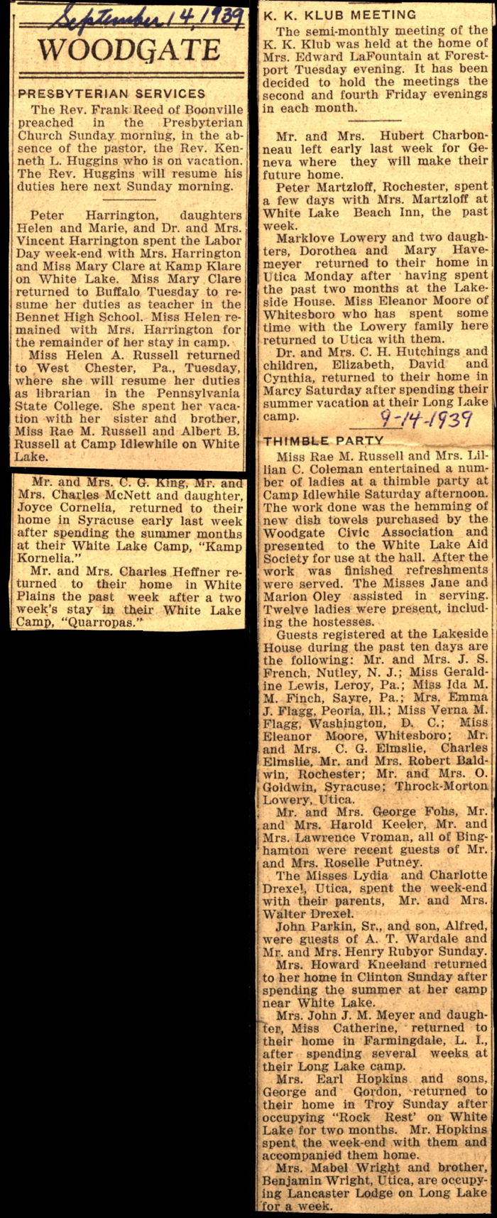 woodgate news september 14 1939