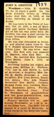 griffith john e husband of amarett r bigelow and katharine irene bailey obit february 19 1939 001