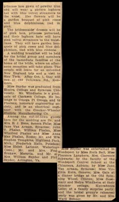 mr windheim and miss snyder married 1939 article incomplete