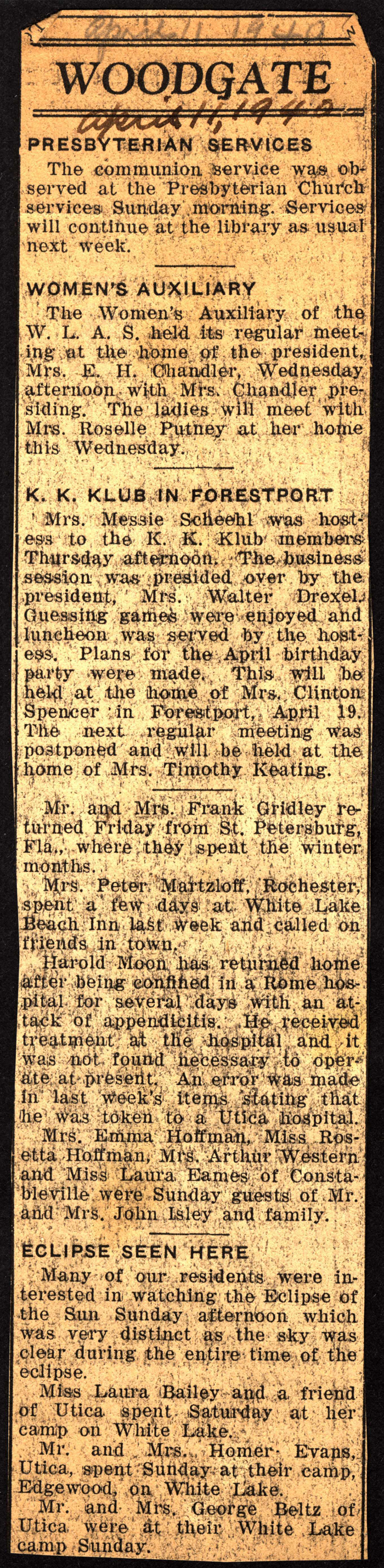 woodgate news april 11 1940