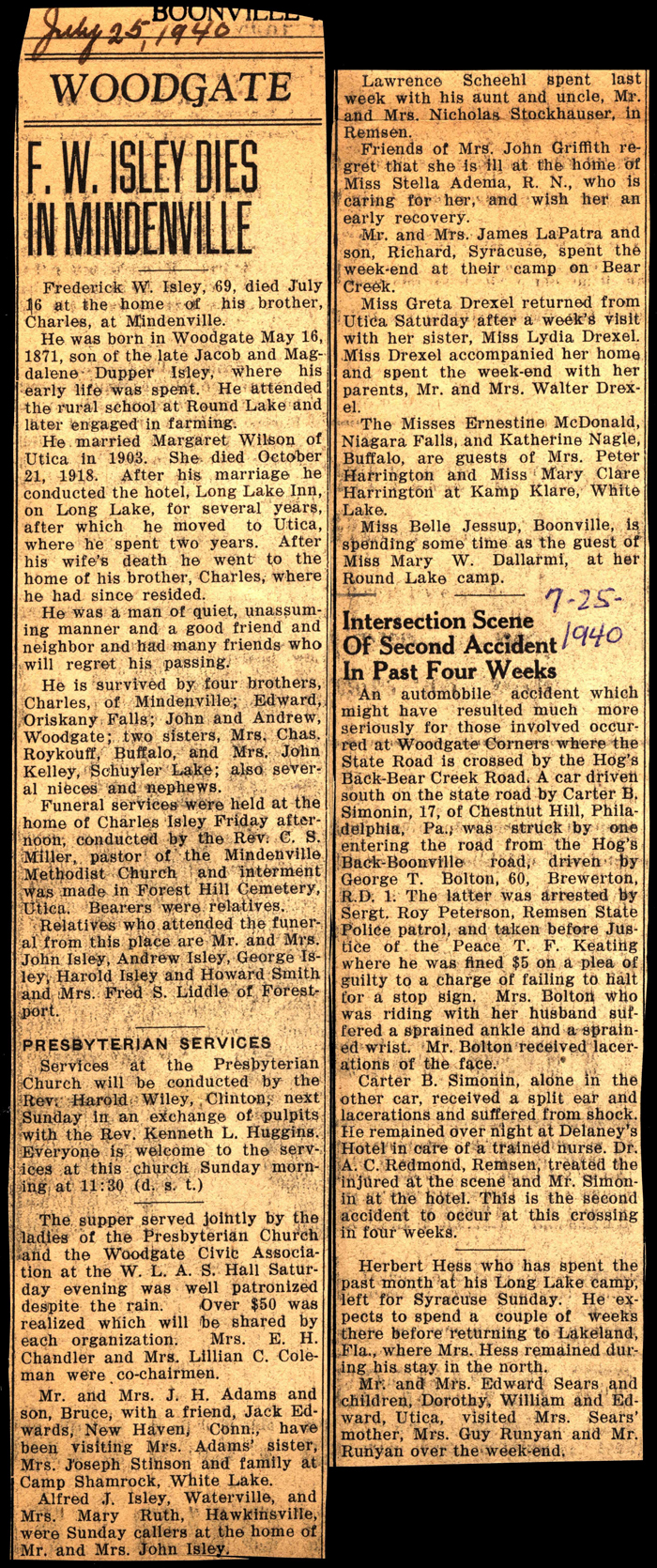 woodgate news july 25 1940