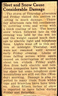 sleet and snow cause considerable damage march 1940
