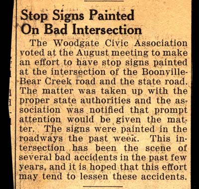 stop signs painted on bad intersection august 1940