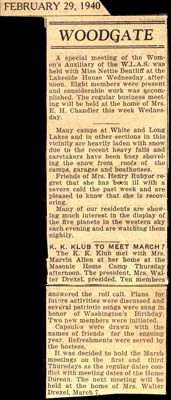 woodgate news february 29 1940