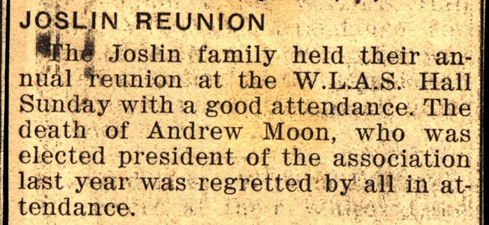 joslin family reunion held july 1941