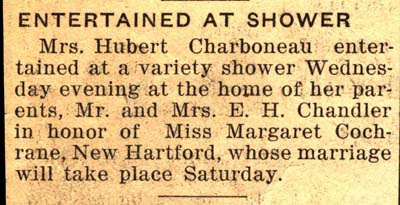 bridal shower held for miss margaret cochrane july 1941