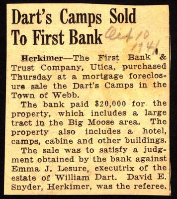 darts camps sold to first bank and trust company october 10 1941