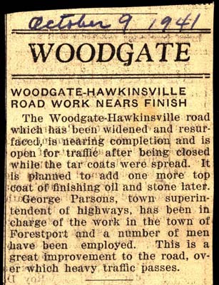 woodgate hawkinsville road work nearing completion october 1941