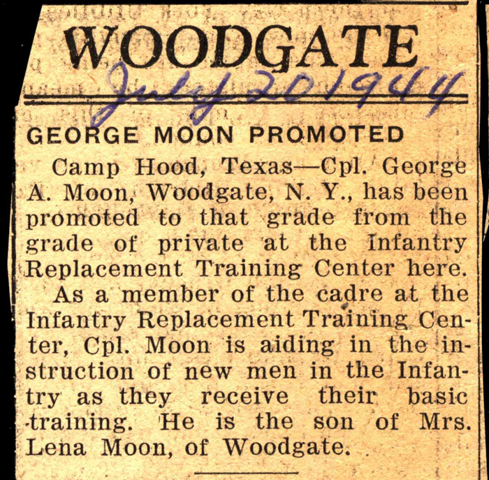 george a moon promoted to corporal july 1944