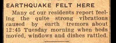 earthquake felt in woodgate september 1944