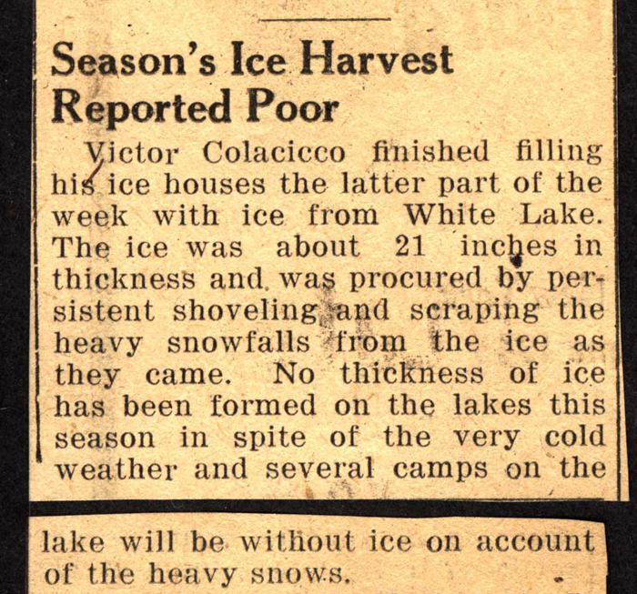 seasons ice harvest reported poor february 1945
