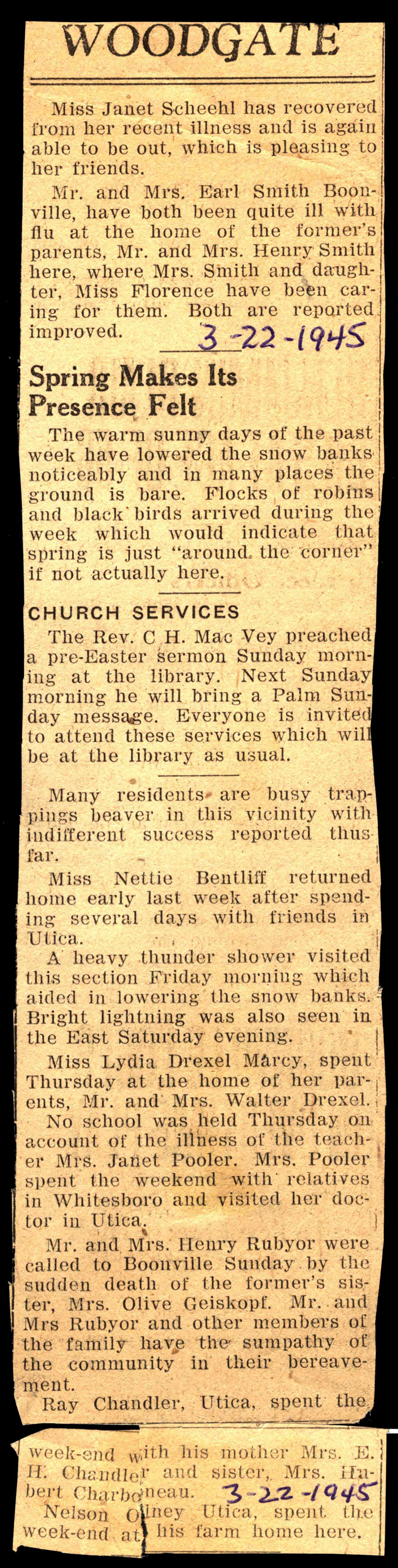 woodgate news march 22 1945