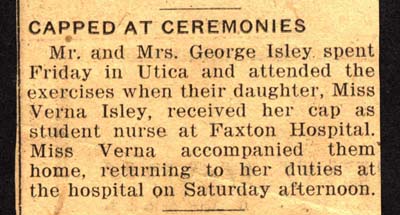 verna isley capped as student nurse at faxton hospital february 1945