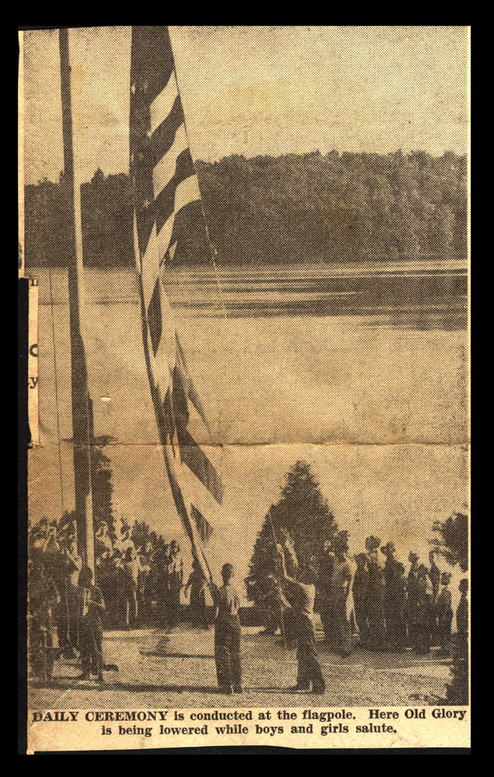 masonic home camp at round lake in woodgate photo of daily ceremony august 25 1946