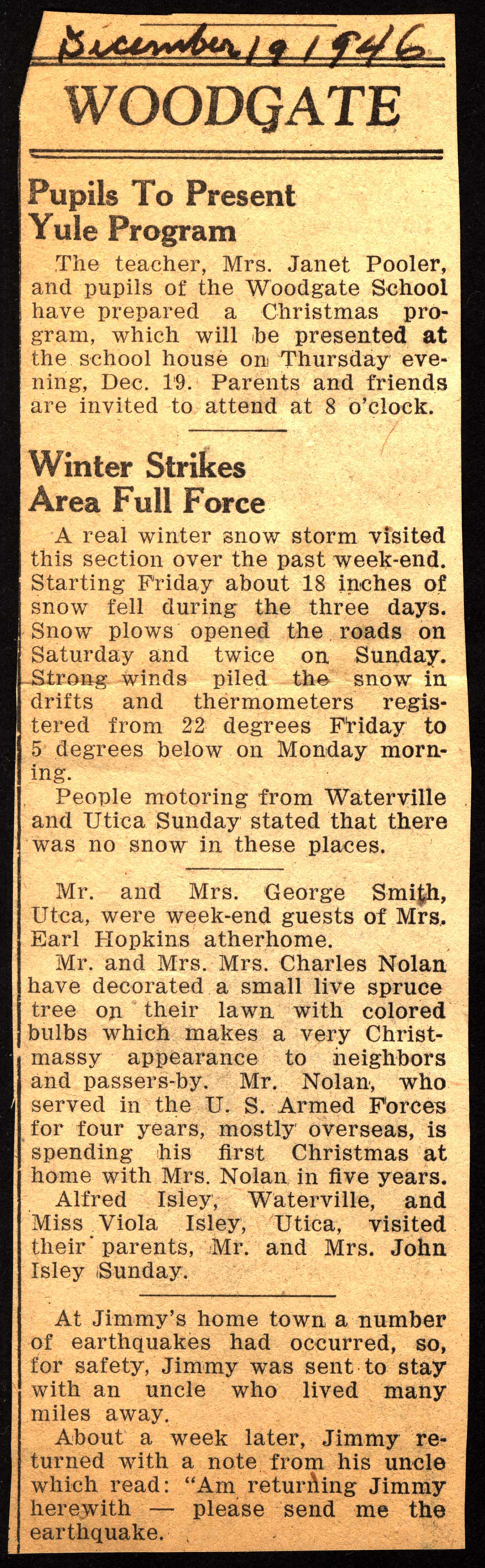 woodgate news december 19 1946