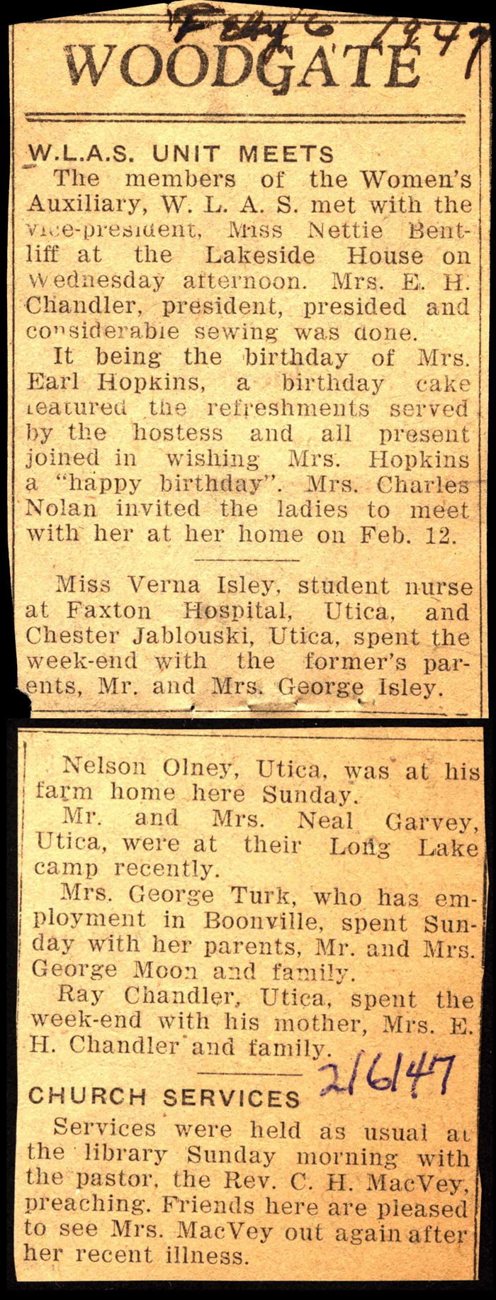 woodgate news february 6 1947