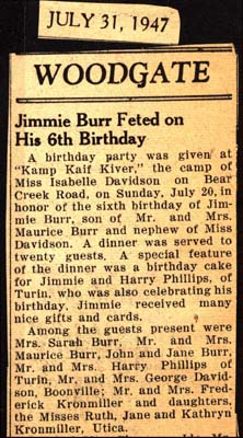 burr jimmie son of mr and mrs maurice burr celebrates 6th birthday july 20 1947