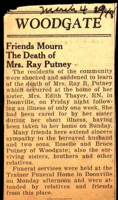 putney mrs ray r obit march 4 1948