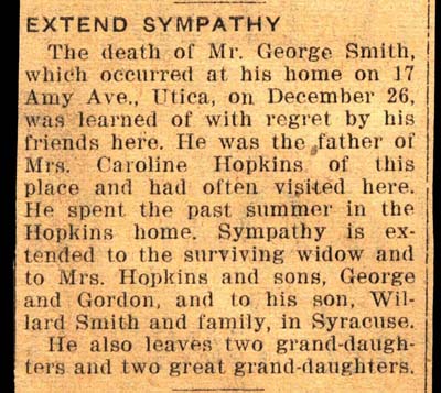 smith george father of willard smith and mrs caroline hopkins obit december 26 1948