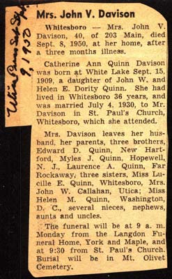 davison catherine ann quinn wife of john v davison obit september 8 1950